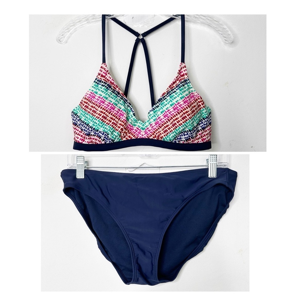 ATHLETA | Moxie Bikini Top and Navy Bikini Bottoms Set Sz. 36 B/C And Large